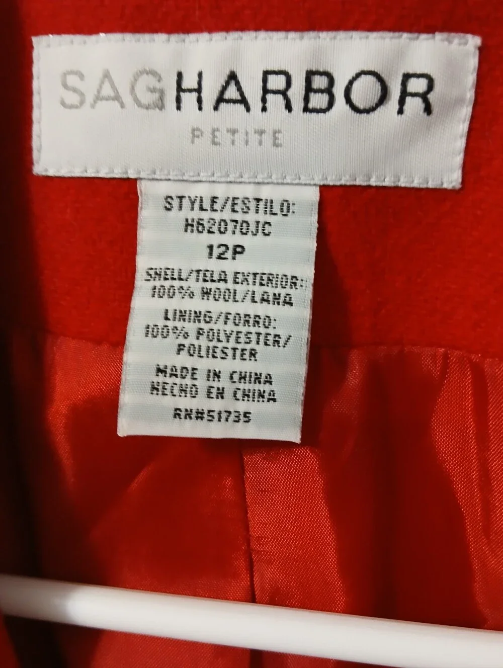 Sag Harbor Red Single-Button Blazer 100%  Wool. - Picture 7 of 15